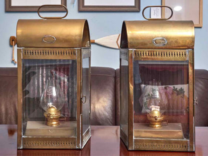 Pair Of Davy & Co London  Antique Brass Kerosene Lanterns