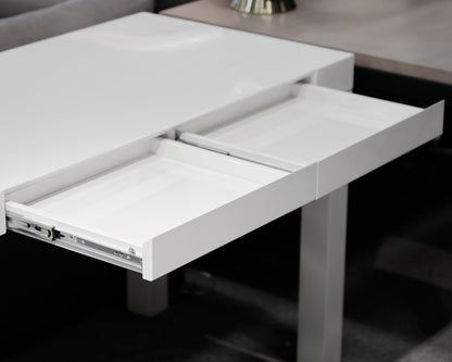 White Lacquer Desk with 2 Drawers
