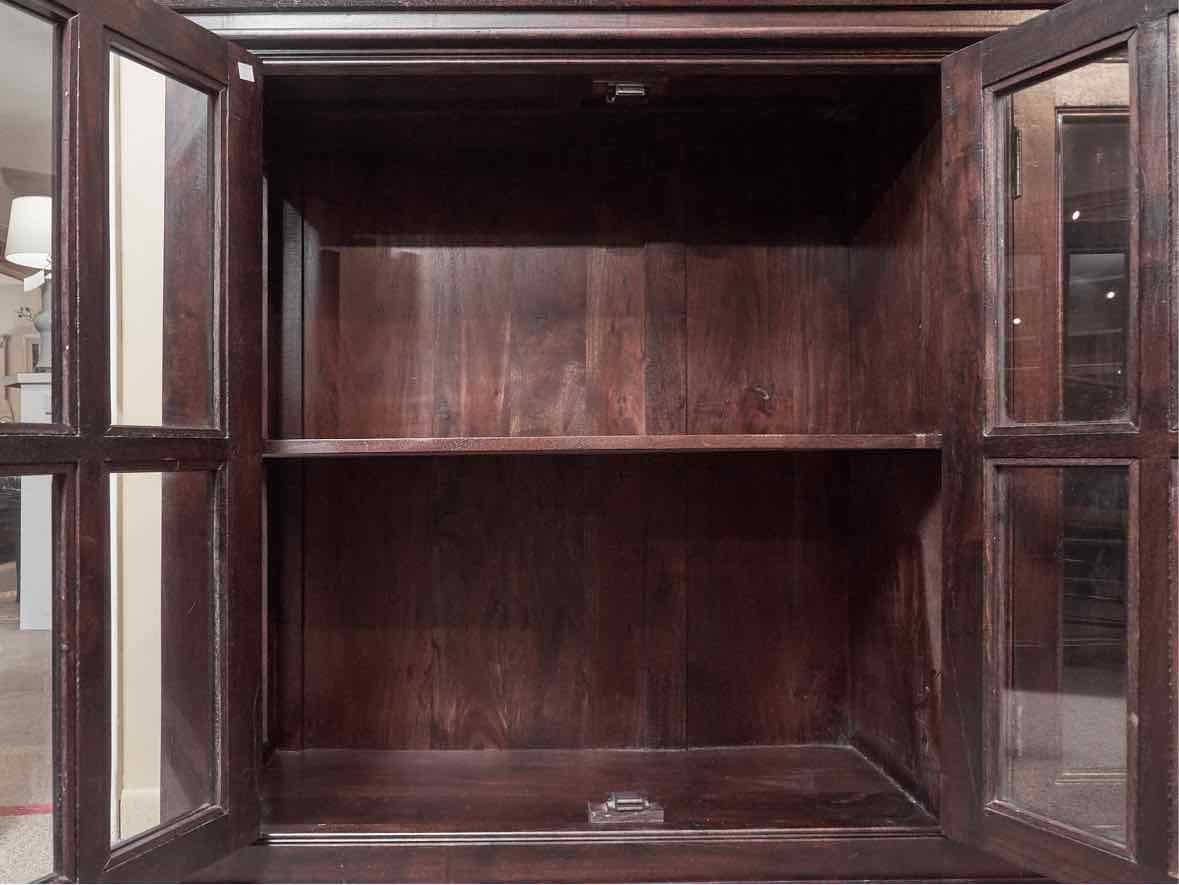 Espresso Finish 4 Window Pane Display Cabinet/Bookcase
