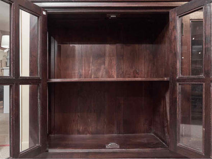 Espresso Finish 4 Window Pane Display Cabinet/Bookcase