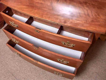 Antique Tiger Maple 3 Drawer Chest With Brass Handles & Mirror