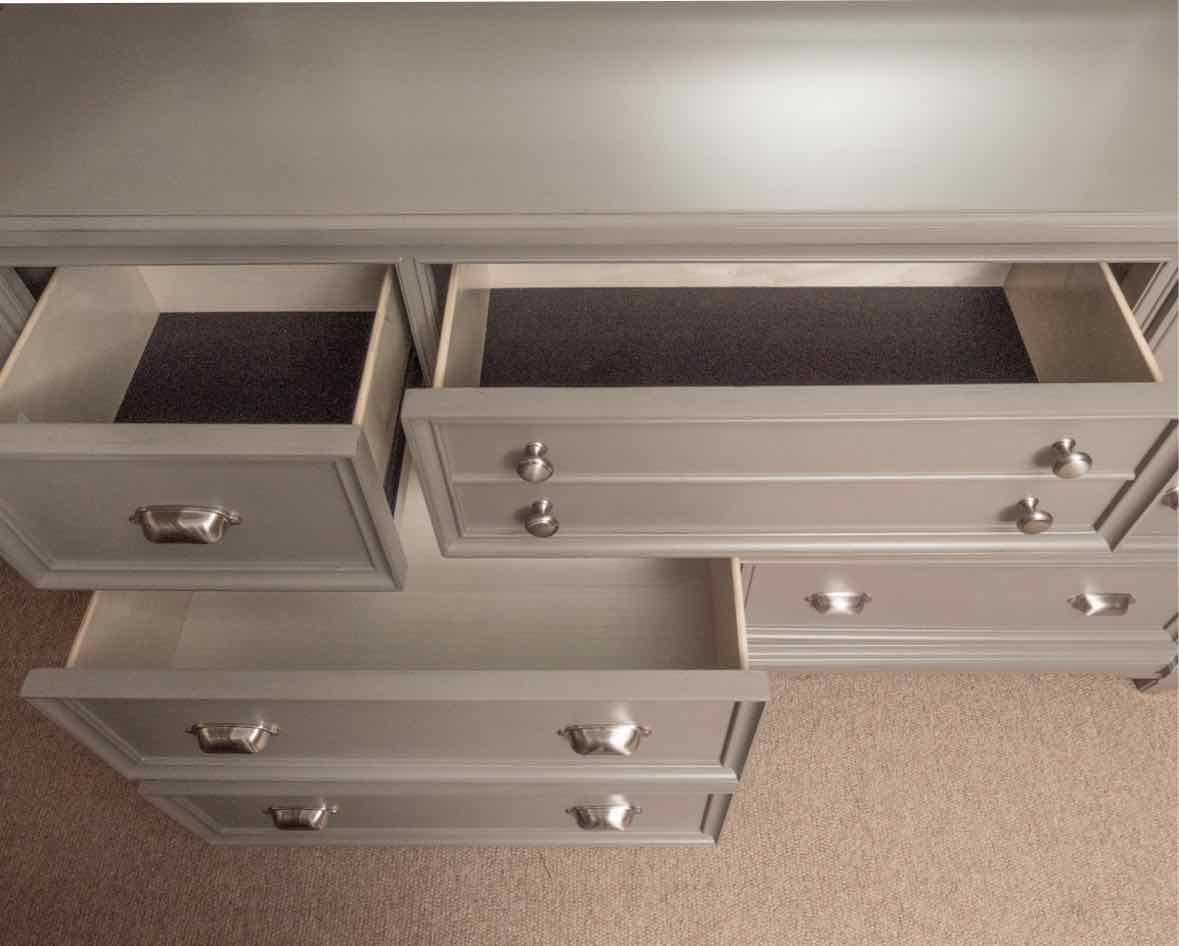 Folio 21 "Hilton Head' Shutter Grey Finish 7 Drawer  Dresser & Mirror