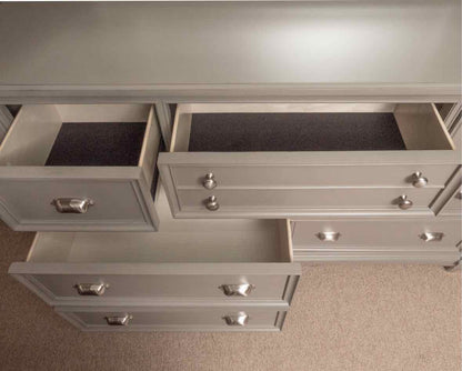 Folio 21 "Hilton Head' Shutter Grey Finish 7 Drawer  Dresser & Mirror