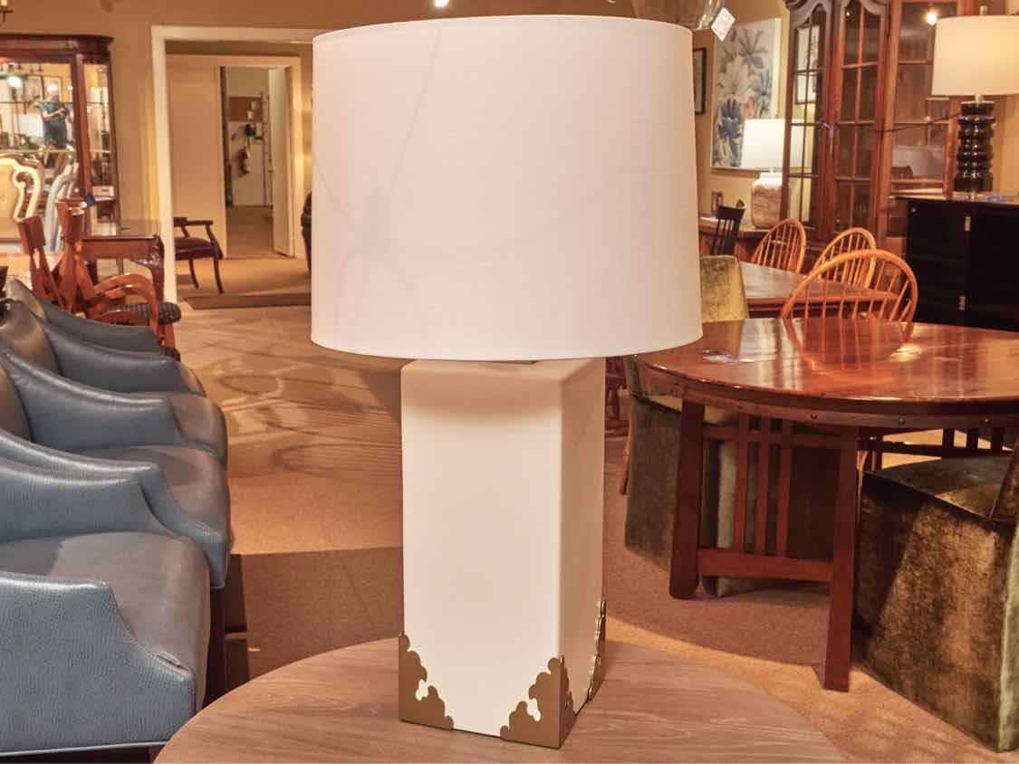 Caspian Ceramic Table Lamp With Brass Accents & Shade