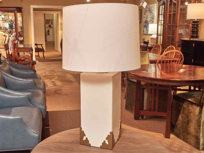 Caspian Ceramic Table Lamp With Brass Accents & Shade