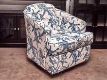 Pair Of Swivel Chairs In Nautical Motif Fabric