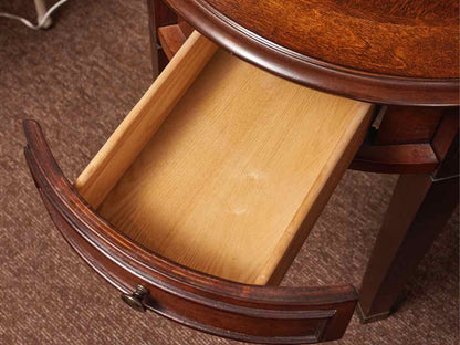 Pair of Mahogany Round with 1 Drawer Side Table with Brass Cap feet