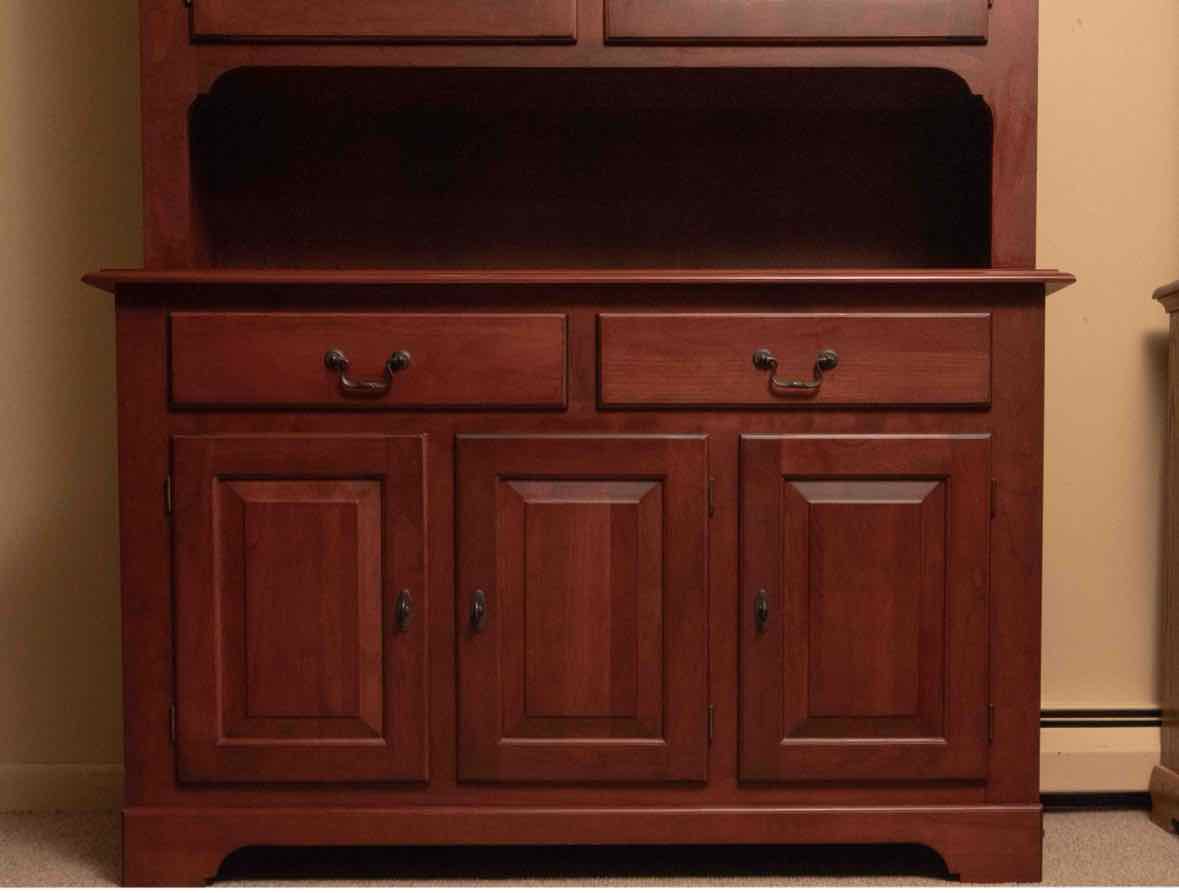 Le Mieur Cherry  2 Glass Pane Door Hutch in Russet Finish