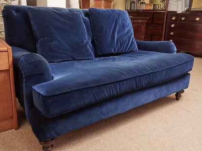 ZGallerie Blue Velvet Tufted Back Loveseat with 2 Toss Pillows