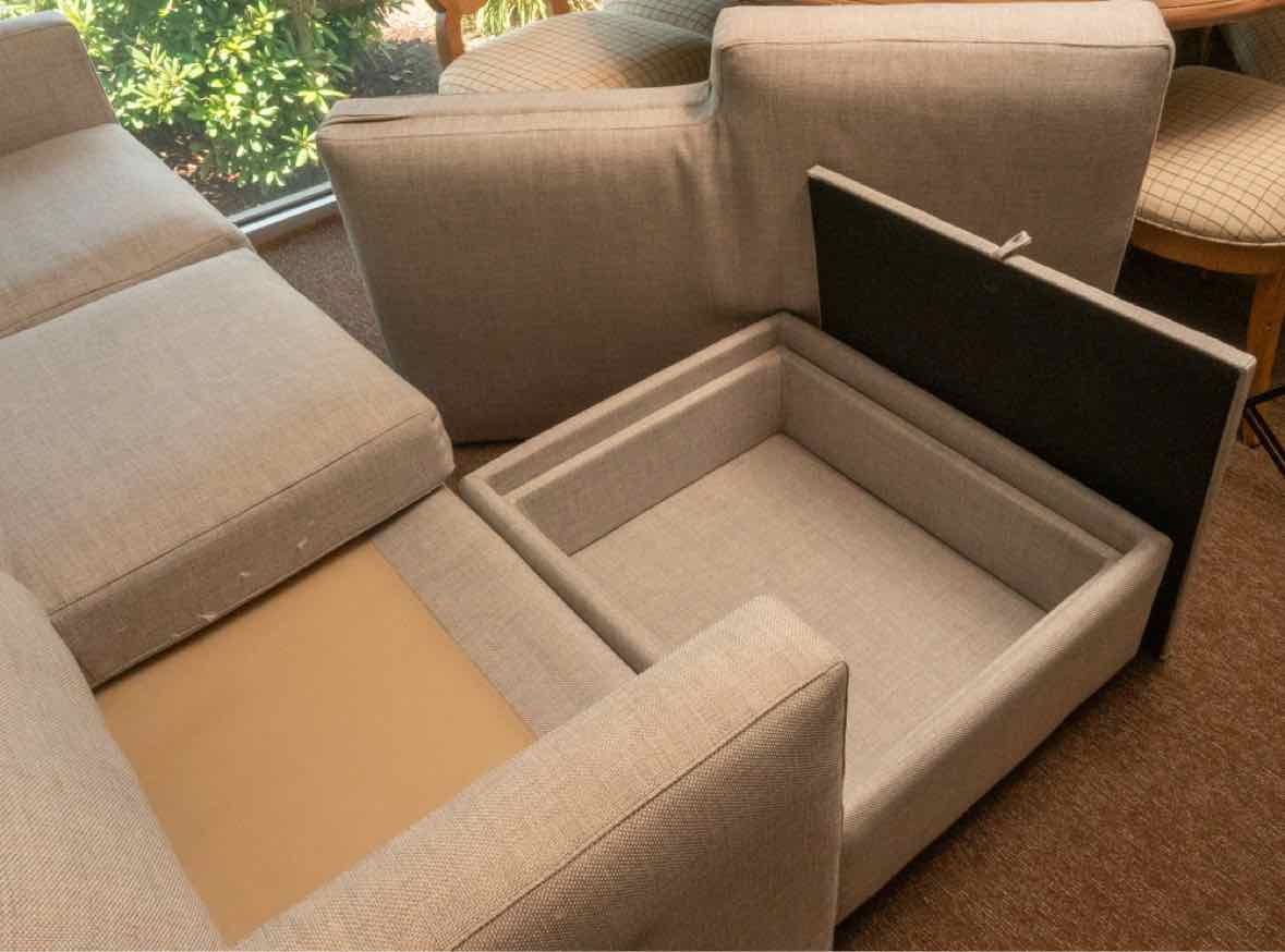 Crate & Barrel  'Silver Pewter' Wool Blend Upholstry Reversible Chaise Sectional