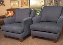 Pair Of King Hickory Navy Chevron Pattern Upholstered Transitional  Chairs