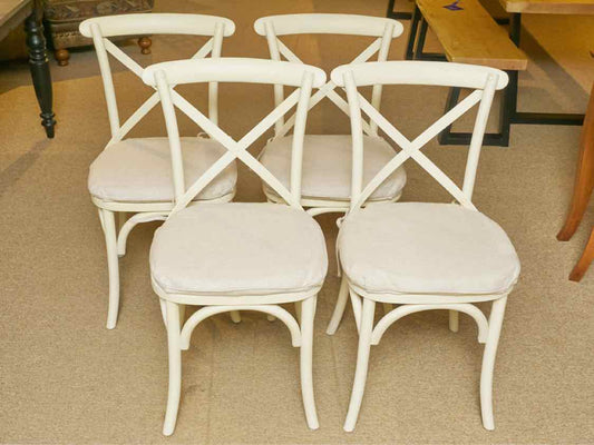 Set of 4 RH 'Madeline' Ivory Bistro Dining Chairs with Cain Seats