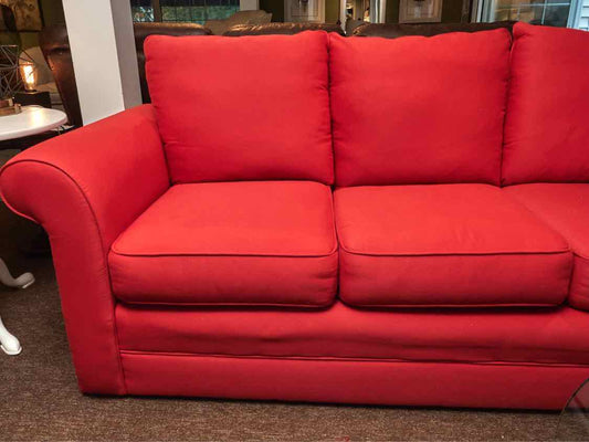 Hickory Hill Buoy Red 3 Cushion Sofa with Sock Arms