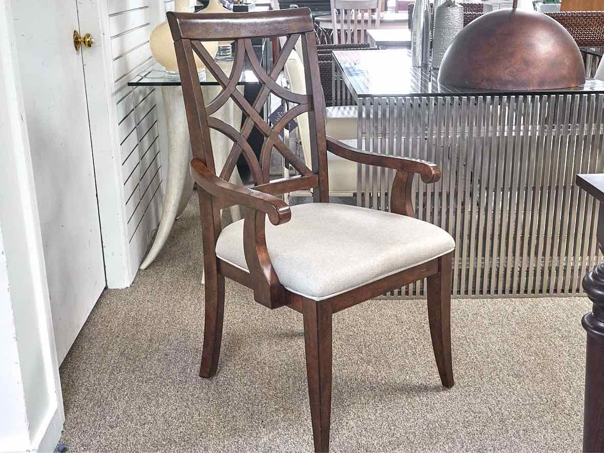 Set of 6 Klaussner Dining Chairs in Dark Finish with Grey Heather Seats