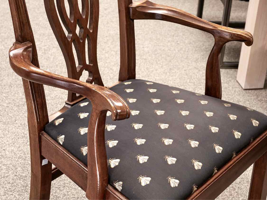 Set of 8 Chippendale Mahogany Dining Chairs with Uphostered Seats