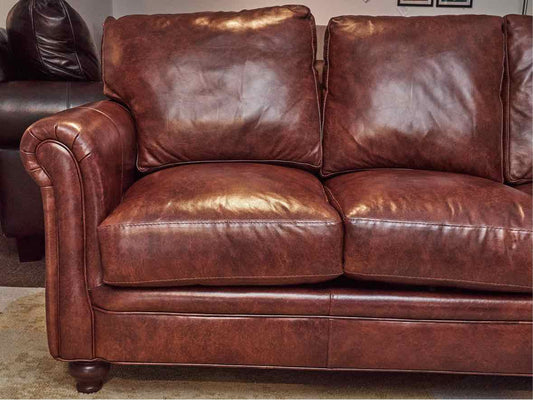 Bradington Young Saddle Brown Leather 3 Cushion  Sofa
