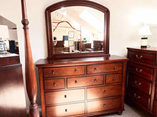 Aspenhome Cambridge 9-Drawer Dresser with Mirror in Brown Cherry Finish