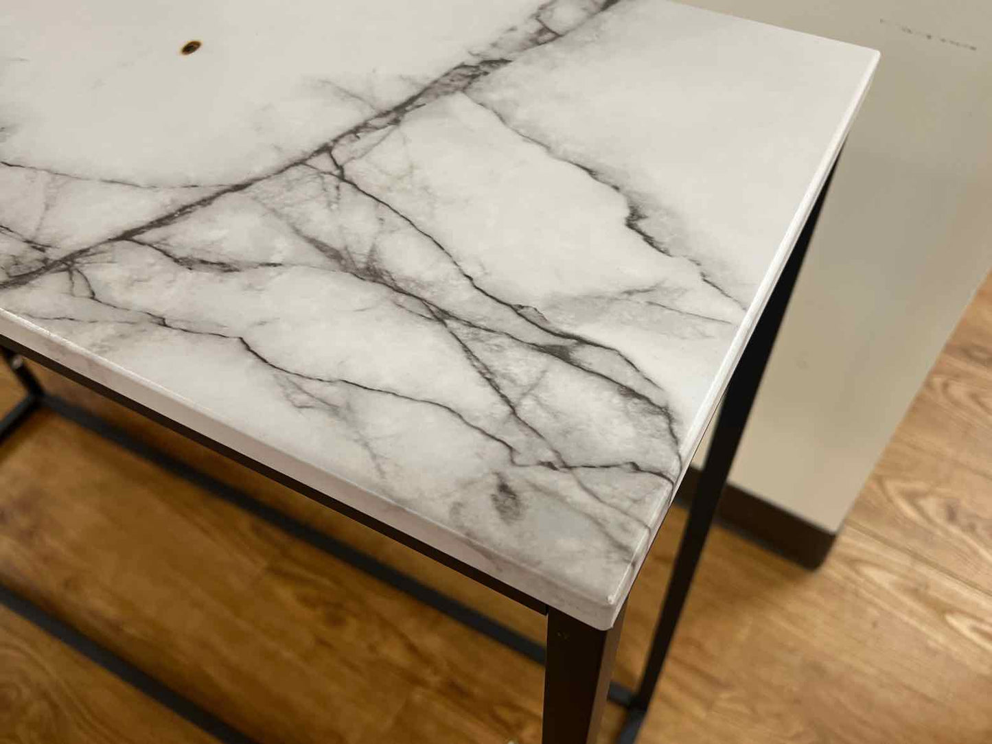 Faux Marble Console w/ Metal Base