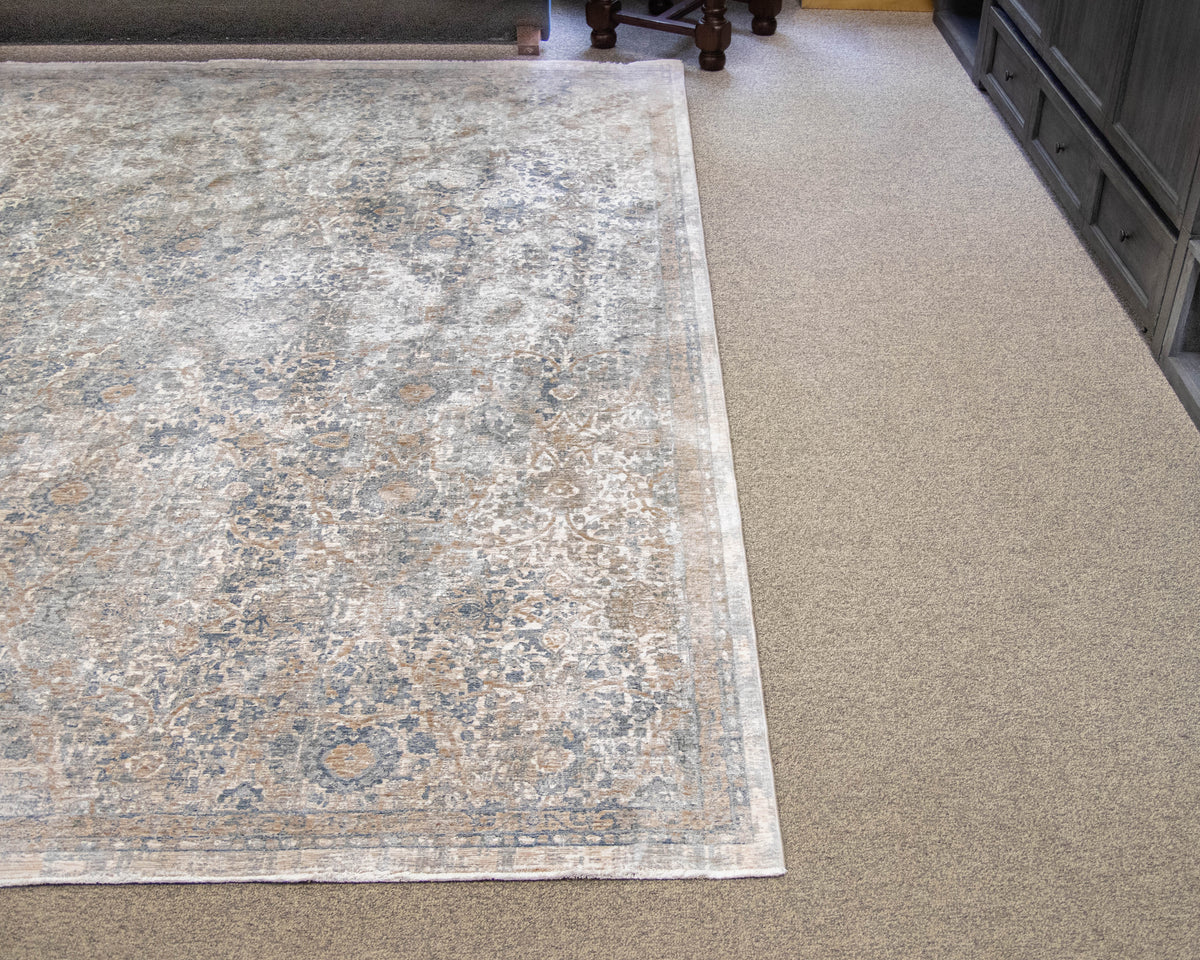 Dalyn Co Low- Pile Distressed Rug In Vintage Medallion Floral Hughs Of Neutrals