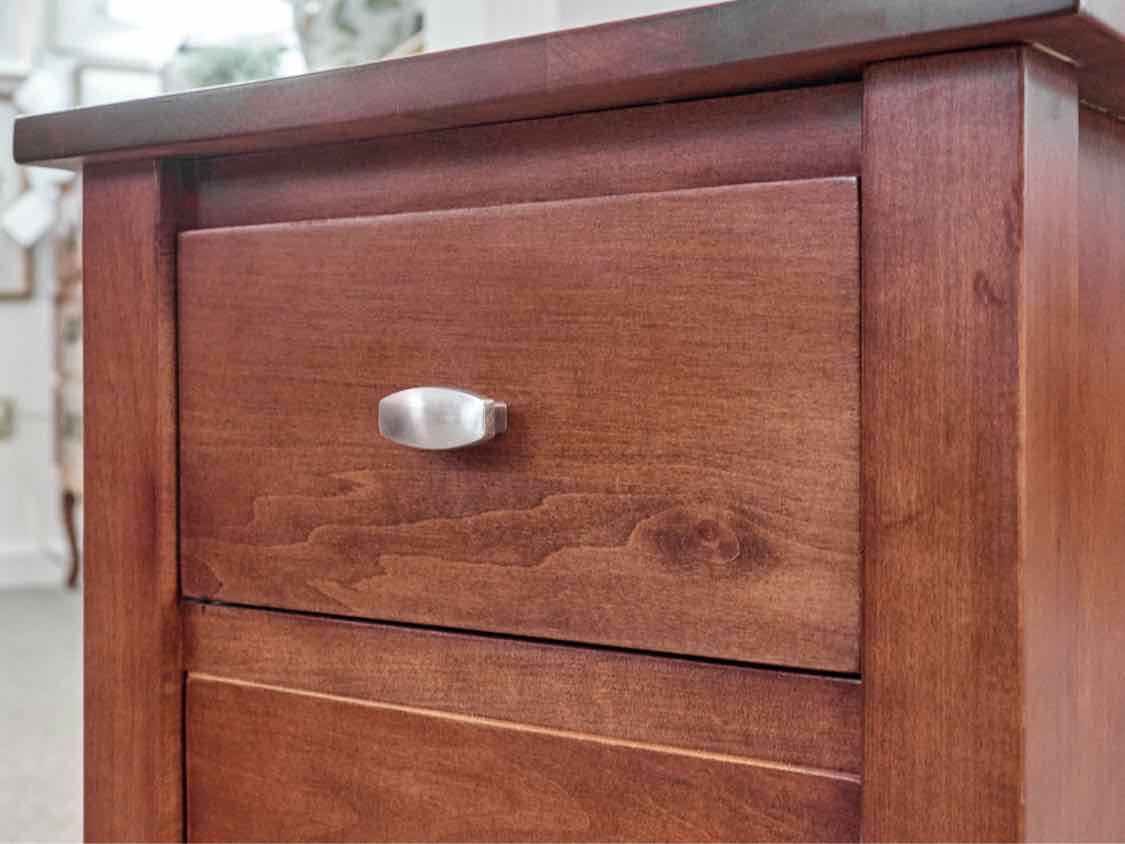 Cherry Stain Three Drawer Nightstand