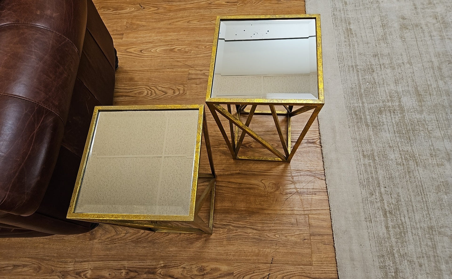 Madison Park Pair of 'Zee' Mirror Top Accent Tables