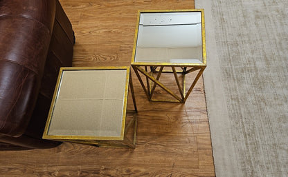 Madison Park Pair of 'Zee' Mirror Top Accent Tables