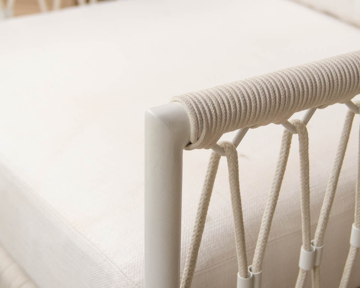 Serena & Lily Salt Creek Set Of 4  Lounge Chairs In Basket Weave White Fabric