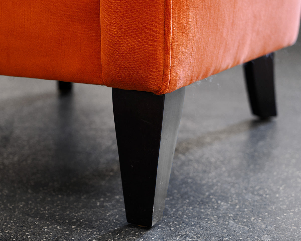 Pair of Crate & Barrel Burnt Orange Velvet Accent Chairs