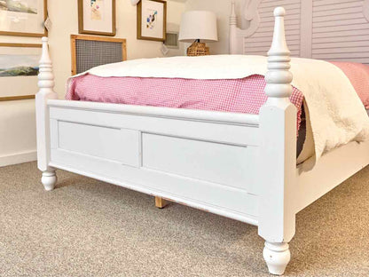 White Four Post Bed with Shutter Detail Headboard