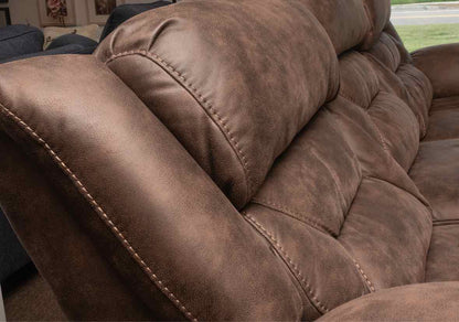 Home Stretch Brown Felt Uphostered Power Reclining Sofa