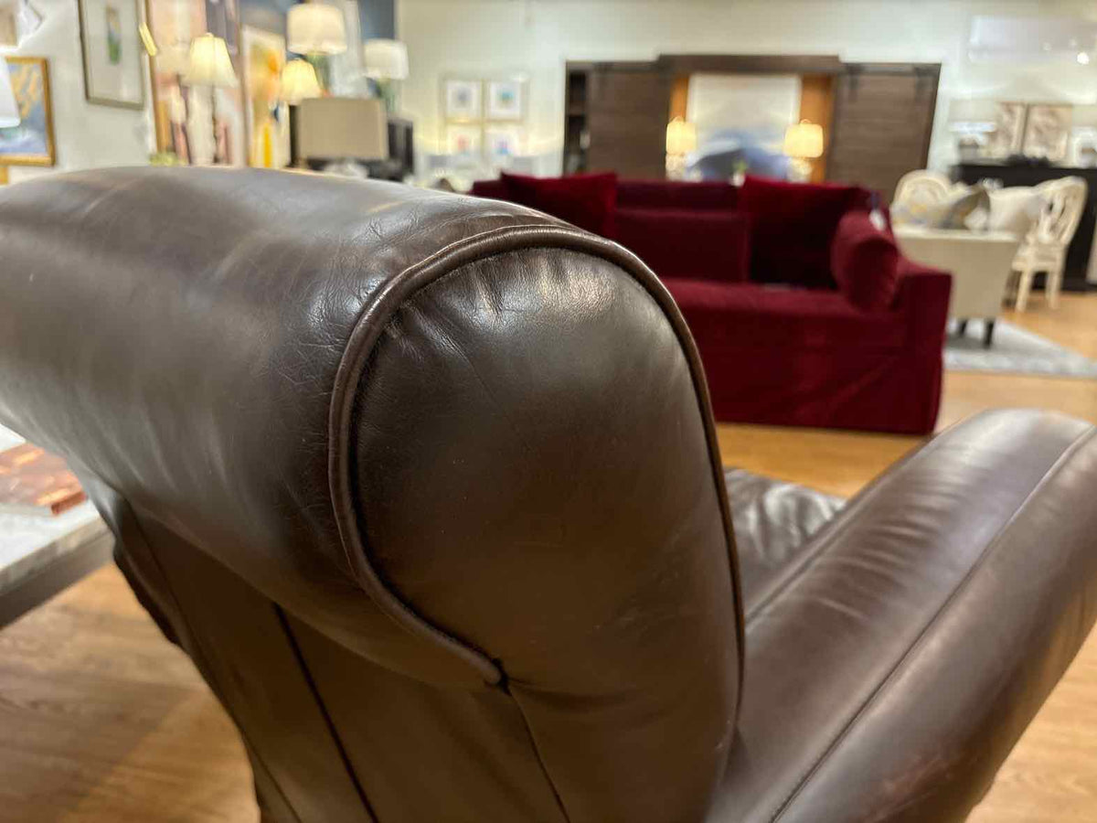 Pottery Barn 'Manhattan" Leather Arm Chair w/Ottoman