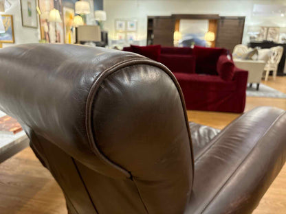 Pottery Barn 'Manhattan" Leather Arm Chair w/Ottoman