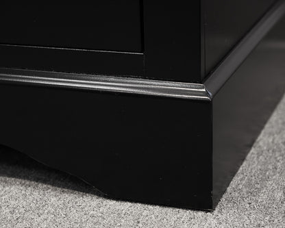 Walter of Wasbash Black 6 Drawer Dresser Chest w/ Mirror