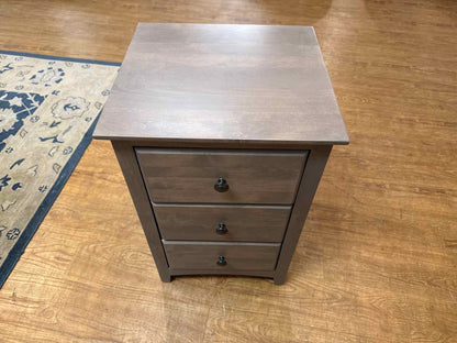 Three Drawer Washed Grey Nightstand