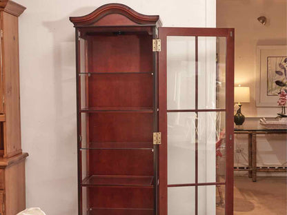 Cherry Display Lighted Cabinet with 5 Glass Shelves