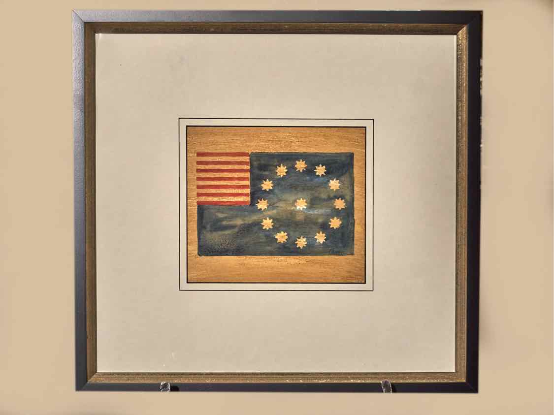 'American Flags V' Art Print In Matt Black & Silver Accent Frame