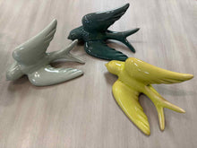 Set of 3 Glazed Ceramic Swallows