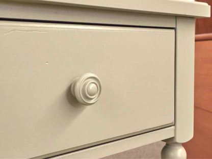 'Woodland Flower Blue' Finish Spool Leg Nightstand
