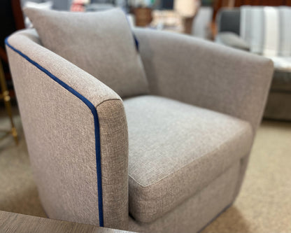 Pair of Crate & Barrel 'Drew' Swivel Chairs in Grey