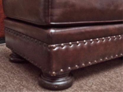 Bernhardt Brown Bonded Leather With Nailhead Trim Chair & Ottoman