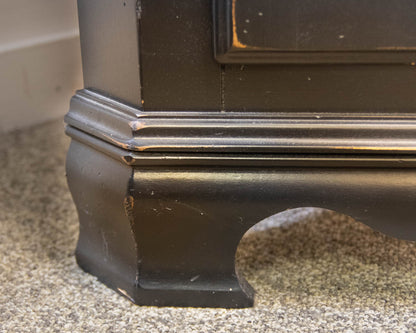 Canadel Black Distressed Corner Cabinet Featuring Glass Display Doors