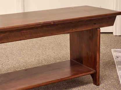 Pair of Amish Style Benches with Lower Shelf