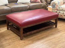 Arhaus Crimson Leather Ottoman