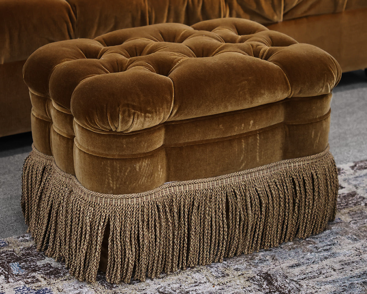 Velvet Tufted Chesterfield Sofa and Ottoman