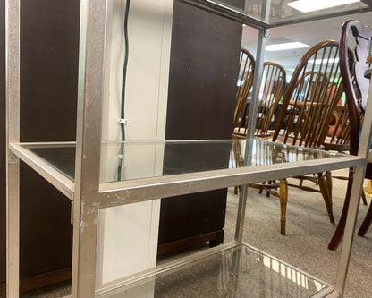 Etagere in Brushed Steel & Glass