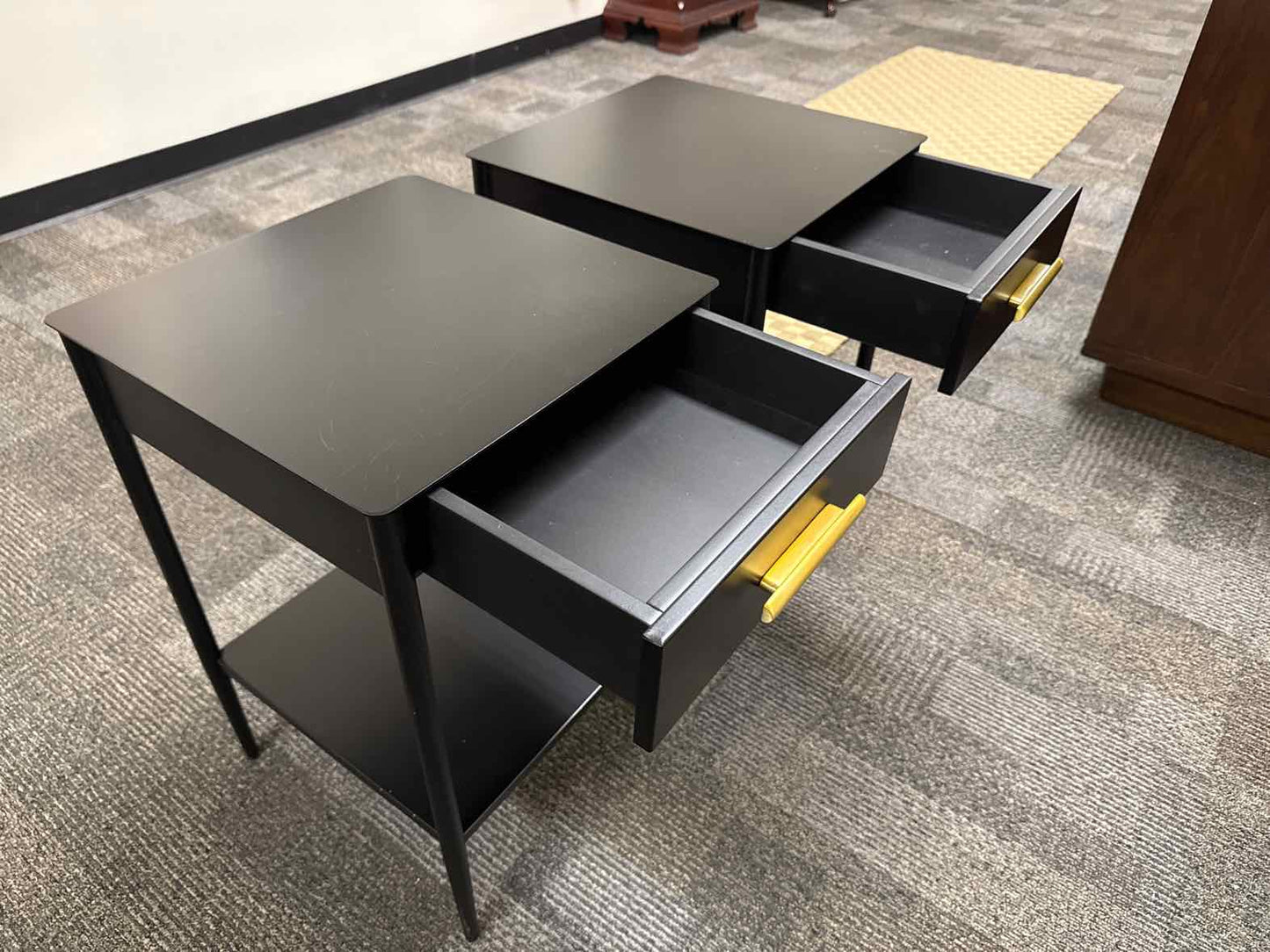 Pair Of West Elm 'Metalwork' Mini Nightstands