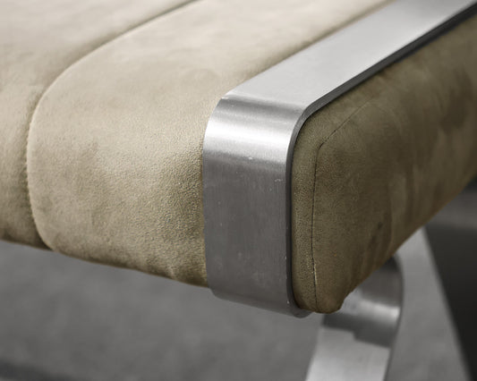 Upholstered Bench w/ Brushed Stainless Steel Legs