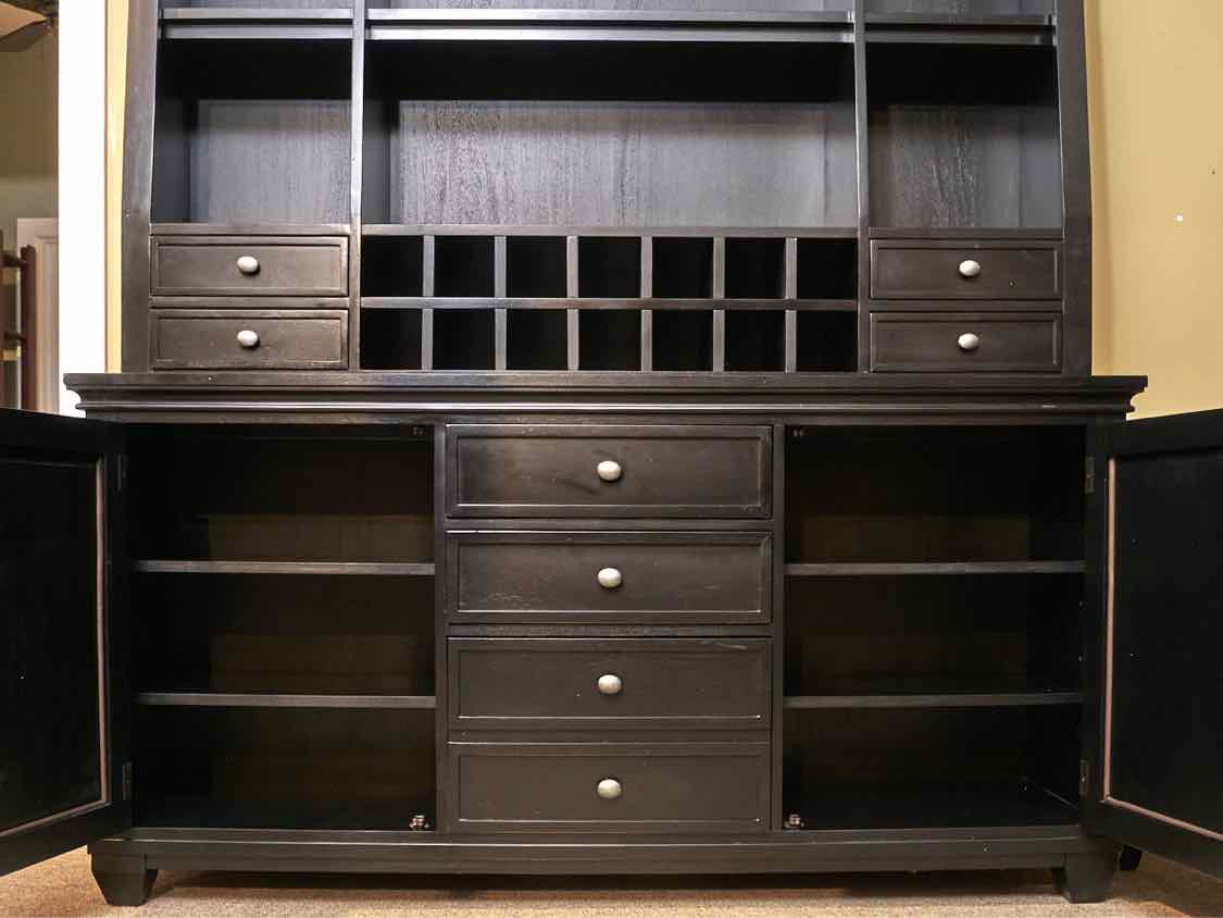 Ethan Allen  Black Finish 8 Drawer 8 Shelf 14 Cubby  Hutch