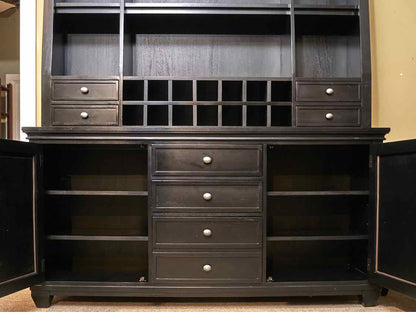 Ethan Allen  Black Finish 8 Drawer 8 Shelf 14 Cubby  Hutch