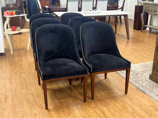 Set of 6 Navy Sherrill Furniture Dining Chairs